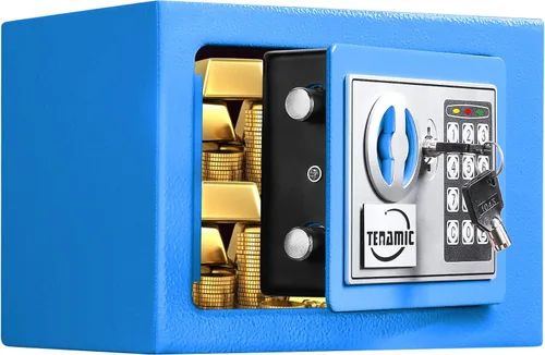 Vista 10 de TENAMIC Caja Fuerte 0.23 Pies Cúbicos Caja de Seguridad Digital Electrónica, Caja Fuerte con Cerradura de Teclado para Gabinete, Acero de Aleación