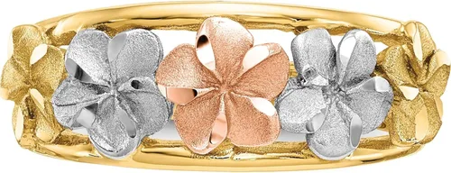 Vista 5 de Sweet Pea - Anillo de 14 K con dos tonos y rodio, satinadopulido con flores