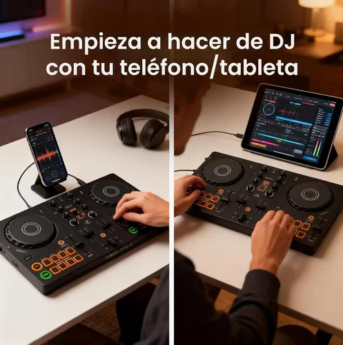 Vista 3 de Pioneer DJ AlphaTheta DDJ-FLX2 Paquete de controlador DJ compacto de 2 canales con estuche, cable para instrumentos y paño de pulido Austin Bazaar