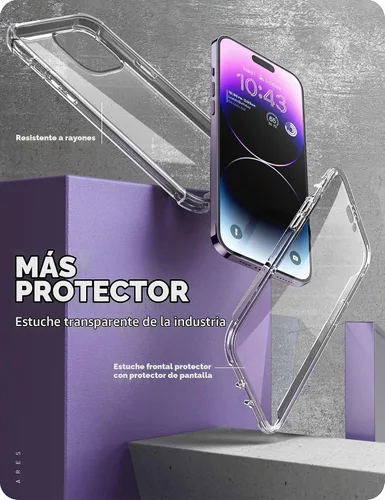 Vista 3 de i-Blason Ares - Funda para iPhone 14 Pro Max de 6.7 pulgadas (2022), funda transparente resistente de cuerpo completo con protector de pantalla