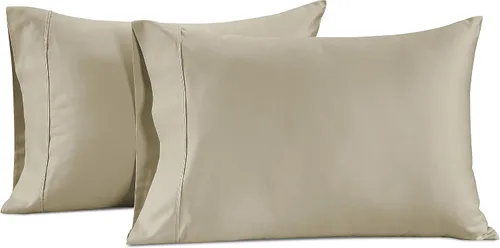 Vista 13 de Lane Linen Juego de 2 fundas de almohada 100 % de algodón, tamaño estándar, se adapta a almohadas estándar y Queen, fundas de almohada lujosas