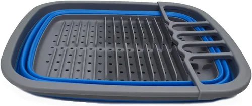 Vista 8 de SAMMART Escurridor de platos de plástico plegable de 8 litros (2.11 galones), estante de secado plegable, organizador de vajilla portátil, ahorro
