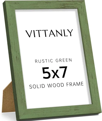 Vista 40 de Vittanly - Marco de fotos de 4 x 6 pulgadas de madera maciza con plexiglás, incluye paspartú de 3,5 x 5, para colgar en la pared o poner sobre una