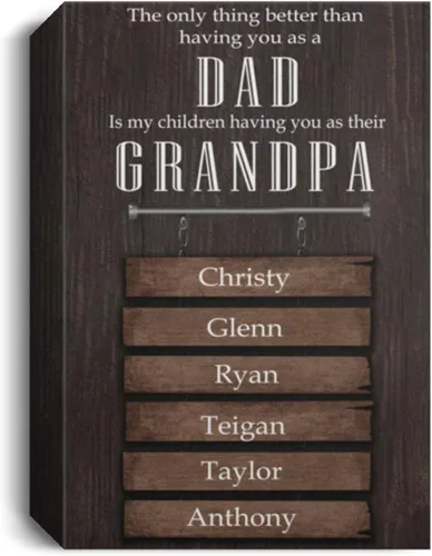 Vista 2 de Orgulloso papá y abuelo, regalo para padres personalizado con nombre, regalo del día del padre para papá, lienzo para papá, regalo para papá regalos