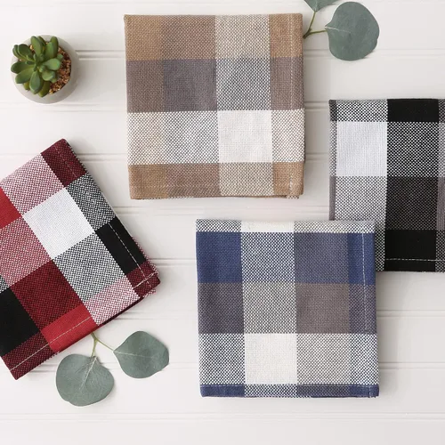 Vista 6 de DII Tri-Color Check Collection - Juego de paños de cocina, color negro, 4 piezas