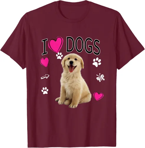 Vista 11 de Camiseta I Love Dogs - Camiseta Golden Labrador retriever, Azul Negro
