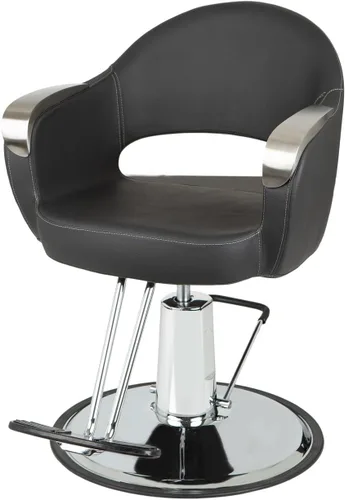 Vista 7 de Buy-Rite Luna Salon Silla de estilo Plata Base Plana Hidráulica Brazos