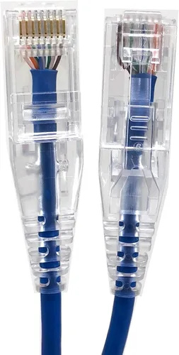 Vista 8 de MICRO CONNECTORS Cable de conexión ultradelgado Cat6A de 1 pie de 28 AWG, color azul (E09-001BL-SLIM)
