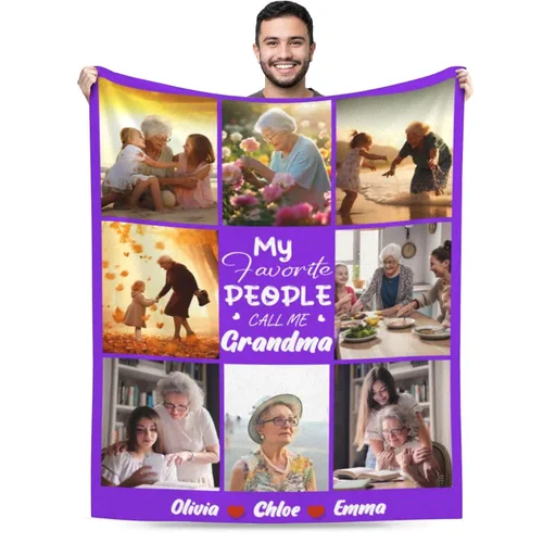 Vista 18 de Manta personalizada con imagen, mantas personalizadas para familia, marido, esposa, en cumpleaños, Navidad