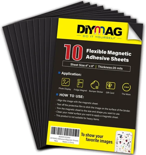 Vista 20 de DIYMAG Imanes para tarjetas de visita de 3.5 x 2 pulgadas, 45 paquetes de láminas magnéticas flexibles con adhesivo despegable y pegajoso, imán