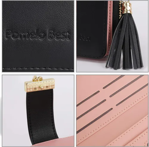 Vista 5 de Carteras RFID para mujer con múltiples ranuras para tarjetas y compartimento para celular, billetera para mujer, Negro, Classic