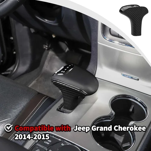 Vista 3 de JWWY Cubiertas para perillas de cambio Compatible con accesorios para Jeep Grand Cherokee 2014-2015 2 piezas Fibra de carbono