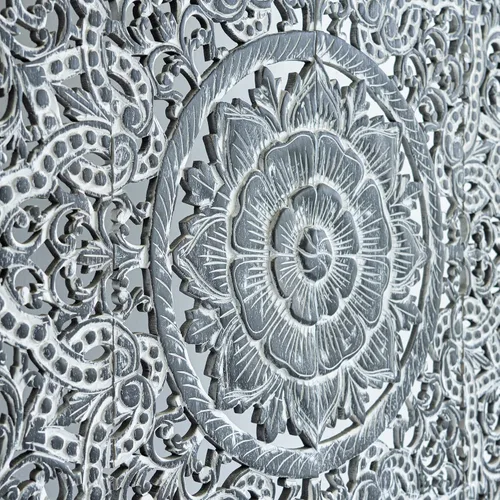 Vista 3 de Mandala - Arte de pared de madera rústica para colgar, decoración del hogar tallada a mano en madera de teca recuperada de Tailandia, 48 pulgadas