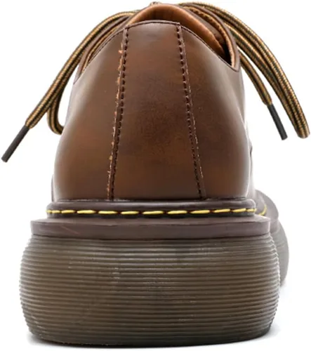 Vista 5 de Zapatos de vestir de cuero genuino con plataforma vintage para hombre, zapatos Oxford con punta redonda para negocios, zapatos casuales de Derby