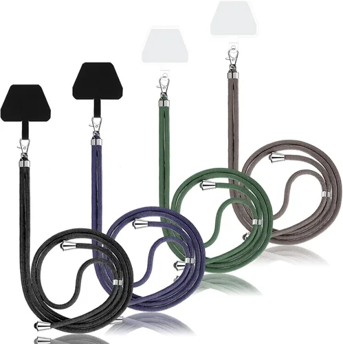 Vista 10 de Weewooday 4 piezas de cordón para teléfono con correa cruzada universal para teléfono celular, cordón para el cuello con parche para mujeres, Negro