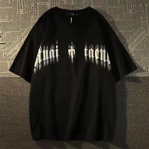 Vista 3 de Camiseta informal gótica holgada de gran tamaño Harajuku Street Trend Hombres y mujeres Impresión personalizada Rock Animation Punk