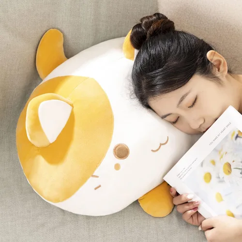 Vista 2 de Linda y suave y redonda de peluche de gato atigrado, juguetes de peluche para gatos y gatitos, almohada para abrazar, regalo para niños y amantes
