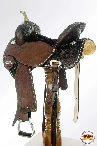 Vista 6 de HILASON Western Horse Barrel Racing Saddle Trail American Leather Western Saddle Saddle for Horses Barrel Racing Saddle