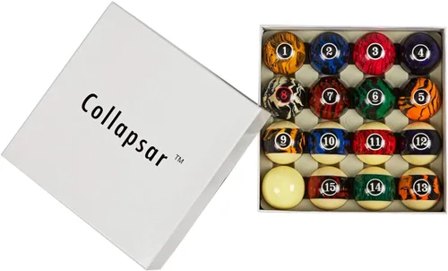 Vista 4 de Collapsar Pelotas de billar de lujo de 2-1/4 pulgadas estilo mármol remolino bola de billar juego completo de 16 bolas (varios estilos disponibles)