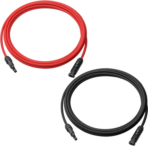 Vista 2 de Cable de extensión solar de 3 pies con conector hembra y macho, cable de extensión de panel solar de doble alambre, paneles solares impermeables