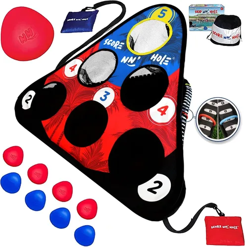 Vista 10 de SKIP NN' HOLE Original Fun Stonne Skipping Meets Pool Cornhole Game Floating for All Ages Fun Swimming Pool Game for Adults and Family Easy