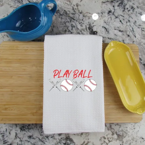 Vista 6 de Sports Kitchen Hand Towel, Cute Baseball Kitchen Towels, Funny Dish Towel, Custom Tea Towels, Base Ball Kitchen Towel, Play Ball