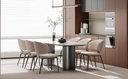 Vista 12 de Juego de 2 sillas de comedor modernas con respaldo alto, cómodas, sillas tapizadas a la moda para sala de cocina, silla de comedor sin brazos