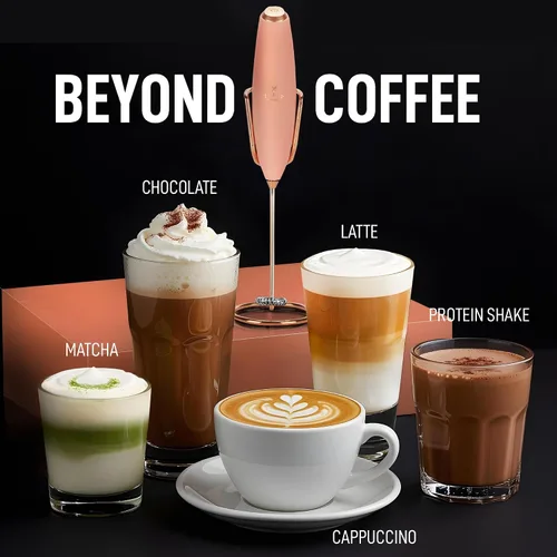 Vista 479 de Zulay Milk Boss Espumador de leche potente manual, hace espuma para latte, batidor para mezclar bebidas, café, miniespumador para capuchino, frappé