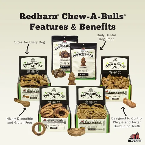 Vista 6 de Redbarn Pet Products Chew-A-Bulls (Talla: Pequeño, Forma: Cepillo, 24 Recuentos (Caja de 10))