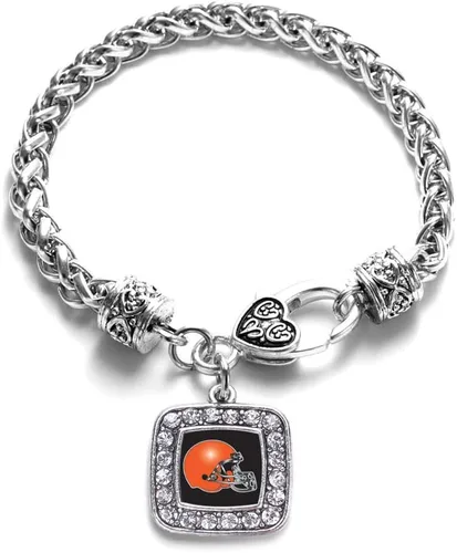 Vista 241 de Pulsera de dijes cuadrados de plata con joyería de circonita cúbica