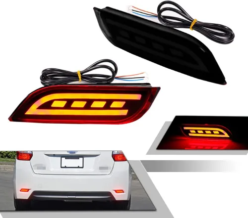 Vista 10 de Lente roja LED parachoques trasero reflector luz niebla cola lámpara de freno compatible con Subaru 2008-2014 WRX/STI, 08-up Impreza, 13 en adelante