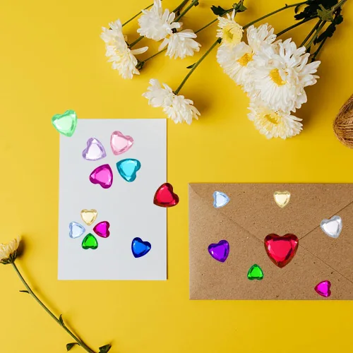 Vista 6 de 436 calcomanías de diamantes de imitación de corazón, gemas de corazón acrílicas, calcomanías de cristal de espalda plana para cuerpo, maquillaje