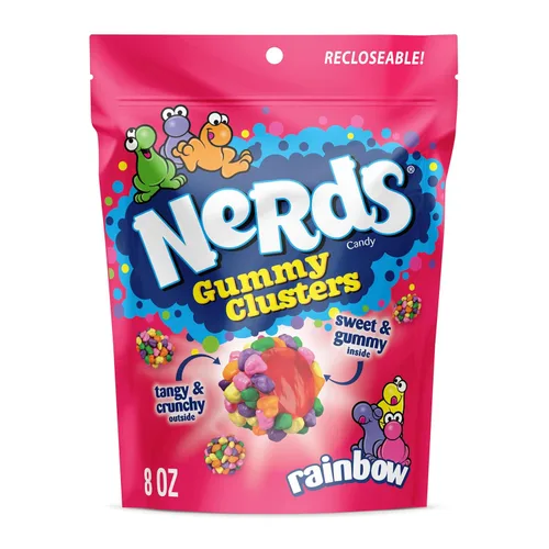 Vista 15 de NERDS Gummy Clusters Candy, arcoíris, crujiente y gomoso, 3 onzas (paquete de 12)