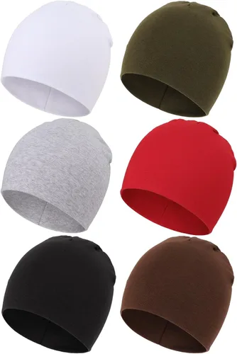 Vista 20 de DRESHOW BQUBO - Paquete de 6 gorros de bebé para niños y niñas, unisex, gorro de punto suave, gorro de guardería para recién nacidos, niños pequeños