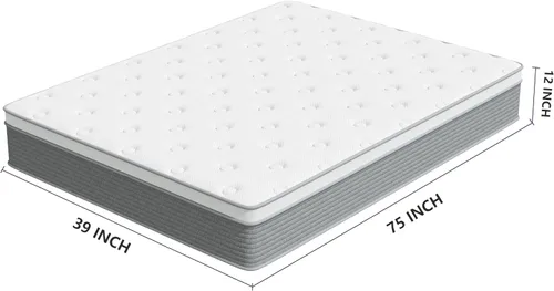 Vista 2 de Colchón híbrido doble de 12 pulgadas, espuma viscoelástica de gel y Gris