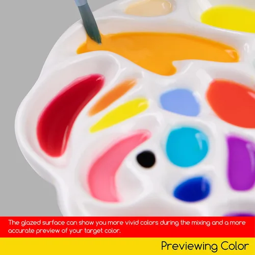 Vista 5 de MEEDEN Paleta de la pintura de la porcelana, bandeja de mezcla de cerámica de la paleta de la acuarela, diseño en forma de rosa