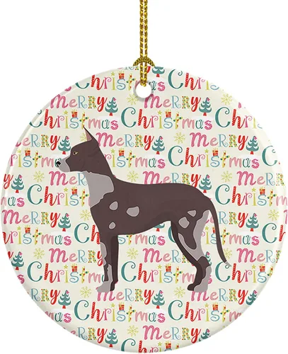 Vista 36 de Caroline's Treasures Abyssinian Sand Terrier - Adorno de cerámica para colgar en el árbol de Navidad, para el hogar, Navidad, fiestas, regalo, 3