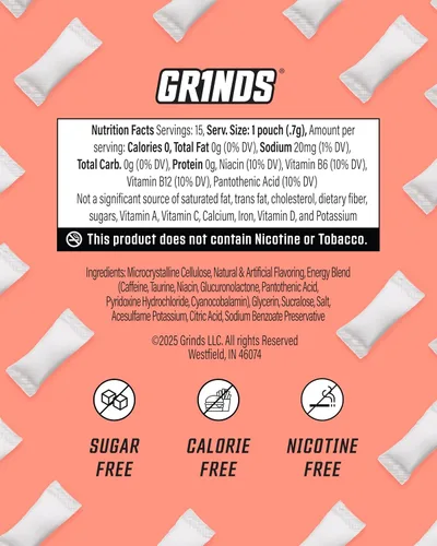 Vista 6 de Bolsas de energía Grinds - Bolsas de cafeína natural - Contiene vitaminas B, sin azúcar y 0 calorías - 80 mg de cafeína en cada bolsa - Genciana