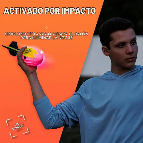 Vista 3 de Nerf Lightstrike Vortex Balón de espuma - Balón LED de vórtice suave que cambia de color para lanzamientos de larga distancia - Activado por impacto