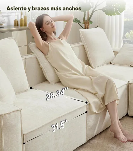 Vista 5 de WILLOVE Juego de sofá modular modular, sofá nube de felpilla con reposabrazos anchos y 8 almohadas, sofás de asiento profundo para sala de estar, 4