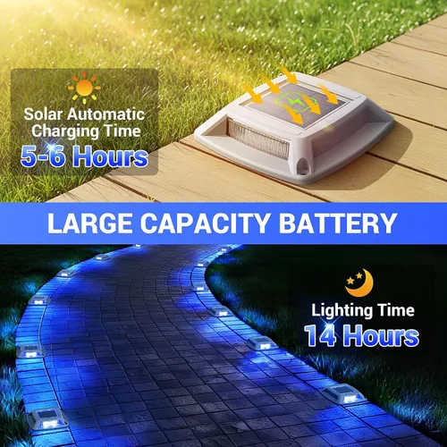 Vista 5 de Luces solares para muelle para exteriores, paquete de 6, luz impermeable Azul