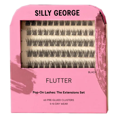Vista 17 de Silly George Pestañas Pop-On – racimos de pestañas postizas prepegadas de 1 paso para bricolaje, extensiones de aspecto natural, Negro - Bloom