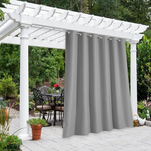 Vista 115 de NICETOWN Cortina para Exteriores para Patio Impermeable de 84 Pulgadas de Ancho, Aislamiento Térmico con Ojales Antioxidantes Bloqueo UV Cortina