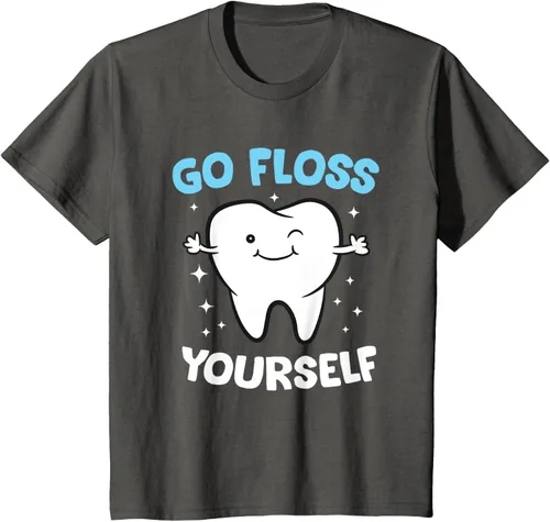 Vista 45 de Camiseta higienista dental, asistente dental, Go Floss Yourself dentista, Negro, S