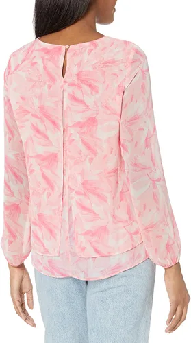 Vista 2 de Anne Klein Blusa de doble capa estampada LS con Ela