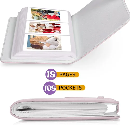 Vista 5 de Phetium Mini álbum de fotos de 108 bolsillos para película Fujifilm Instax Mini, Polaroid Snap, foto de 2x3", tarjeta de foto Kpop, libro álbum tipo