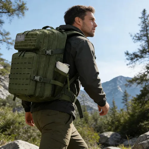 Vista 6 de Mochila táctica militar 45L/25L Paquete de asalto de 3 días Molle Daypack Mochila de senderismo para hombres y mujeres