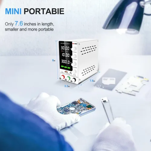 Vista 9 de NICE-POWER Fuente de alimentación CC variable 30V 10A, fuente de alimentación de banco de CC regulada ajustable con interruptor