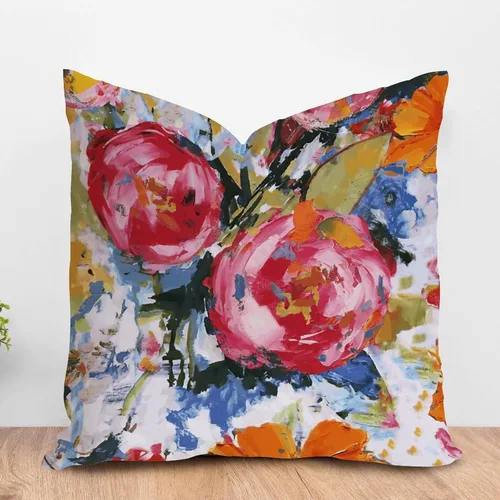 Vista 13 de ArogGeld Funda de cojín con flores verdes y blancas con flores grises y negras y hojas verdes en estilo chinoiserie, funda de almohada cuadrada