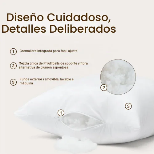 Vista 4 de Coop Home Goods Essence - Juego de 2 cojines ajustables de 18 x 18 pulgadas, cojines alternativos de plumón ajustables para sofá, cama o silla